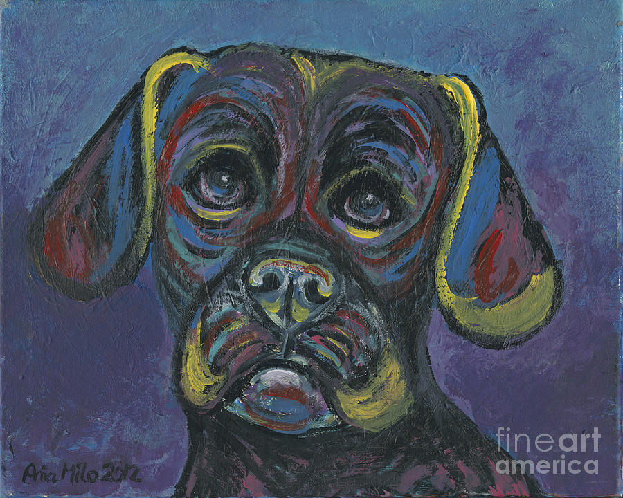 Puggle in Abstract Painting by Ania M Milo