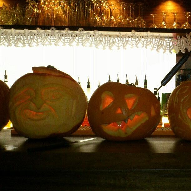 Halloween Photograph - #pumpkin Carving At #shintori #bar In by Robin Beer