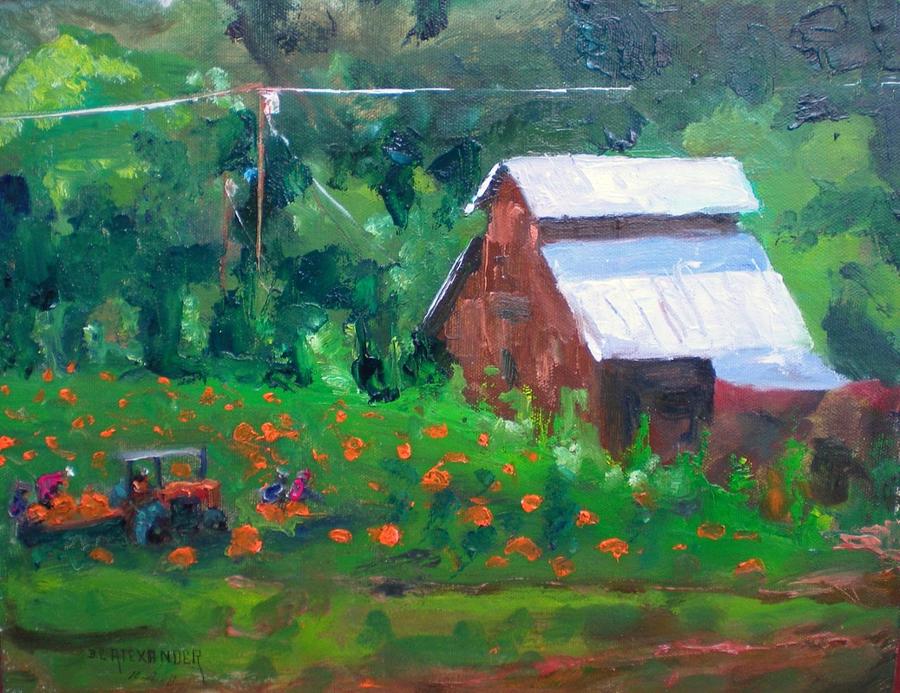 Old Barn Painting - Pumpkin Field Revisited by Bryan Alexander