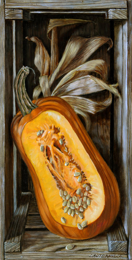 Pumpkin Painting - Pumpkin in a Box by John Lautermilch