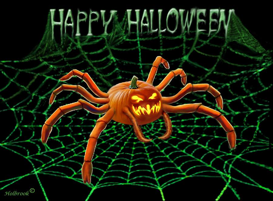 Pumpkin Spider Digital Art by Glenn Holbrook