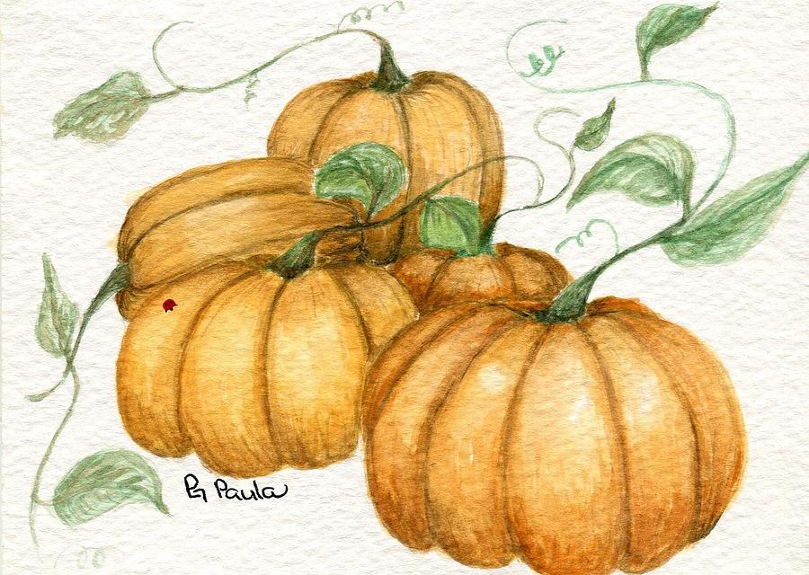 Pumpkin Time Painting by Paula Greenlee