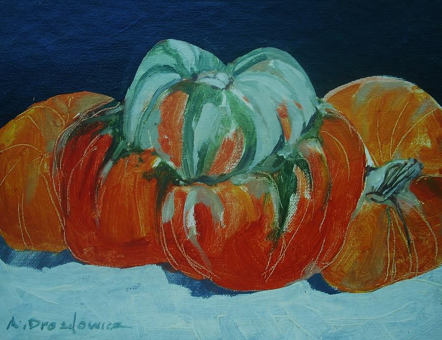 Pumpkins Painting by Andrew Drozdowicz