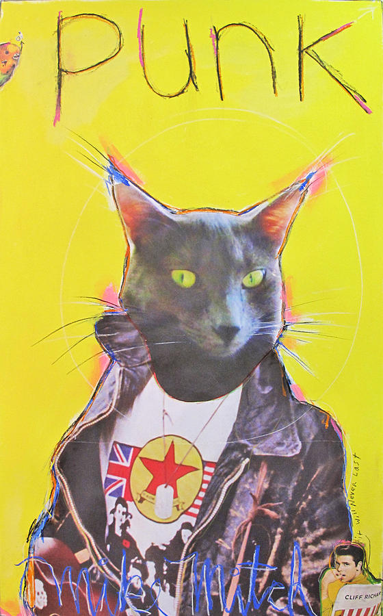 Cat Mixed Media - Punk by Mike  Mitch