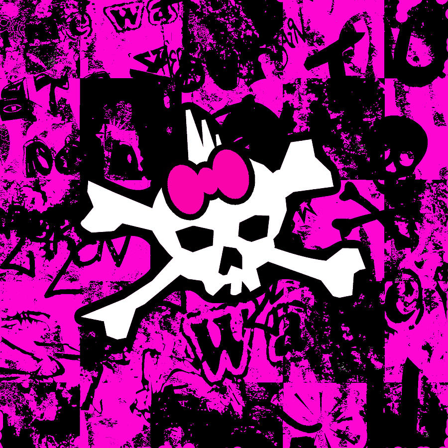 Punk Princess Heart Skull Bones on Pink Lanyard 