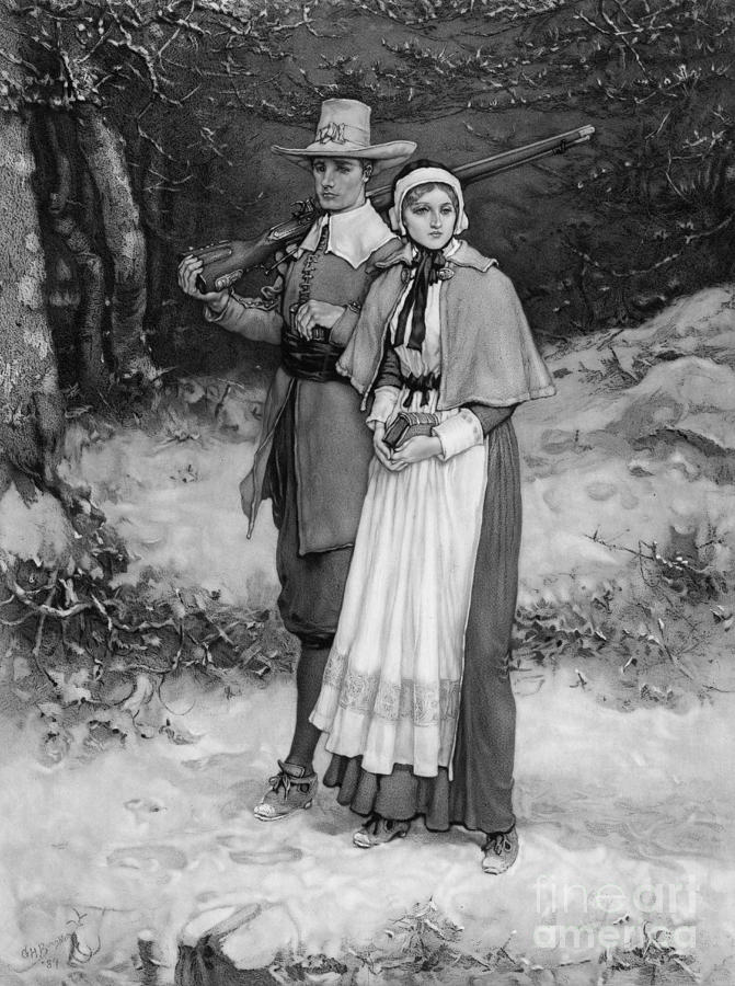 Puritan Couple, 17th Century Photograph by Photo Researchers