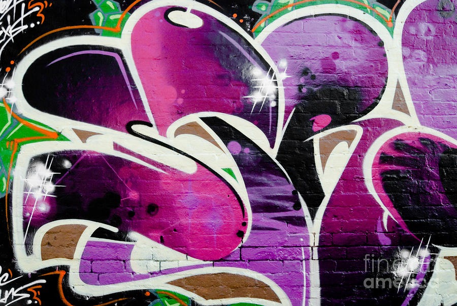 Purple abstract Graffiti detail Painting by Yurix Sardinelly