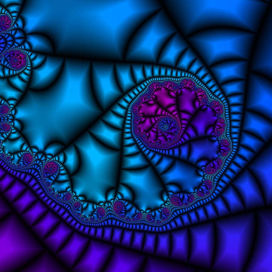 Purple And Blue Fractal Digital Art