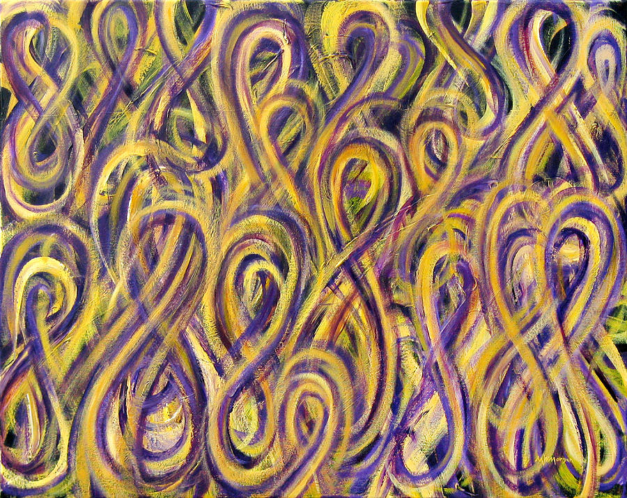 Purple and Gold Figure-Eight Study Painting by Michael Morgan