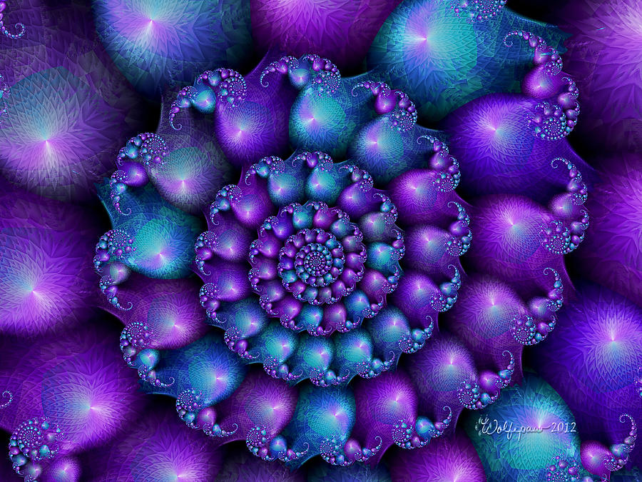 Purple and Turquoise Spiral Digital Art by Peggi Wolfe