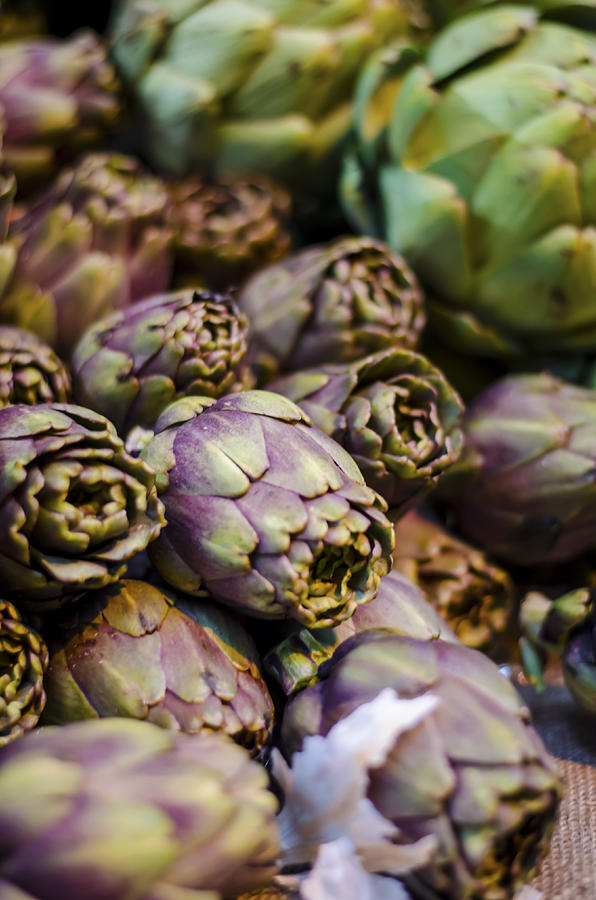 Purple Artichokes At the Market Photograph by Heather Applegate