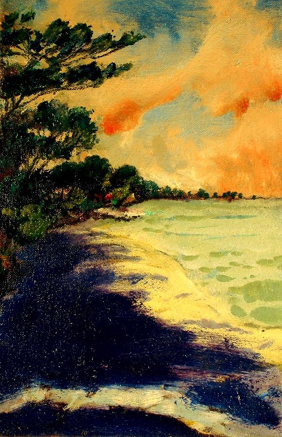 Purple Beach Painting by Les Leffingwell