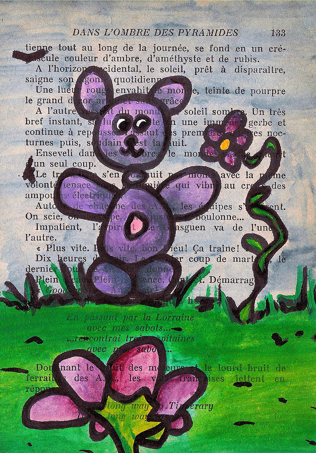 Flower Painting - Purple Bear by Jera Sky