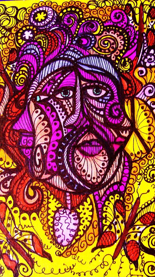 Purple Face Fusion Drawing by Gerri Rowan - Fine Art America