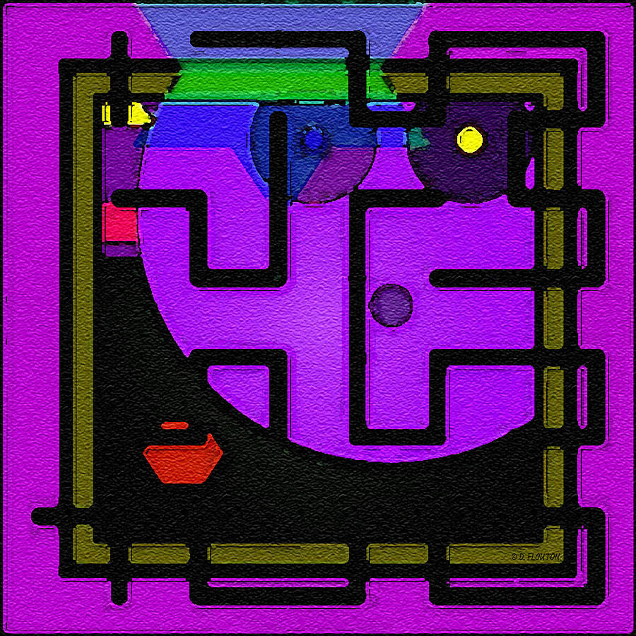 Abstract Digital Art - Purple Face Maze by Dee Flouton
