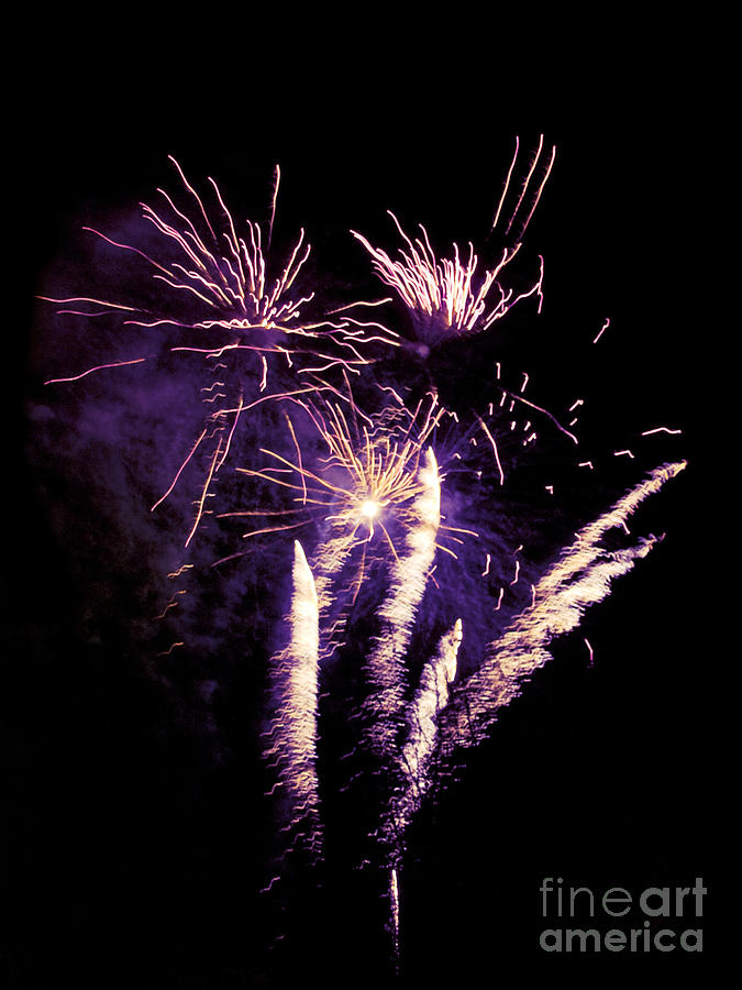 Firework Photograph - Purple firework by Steev Stamford