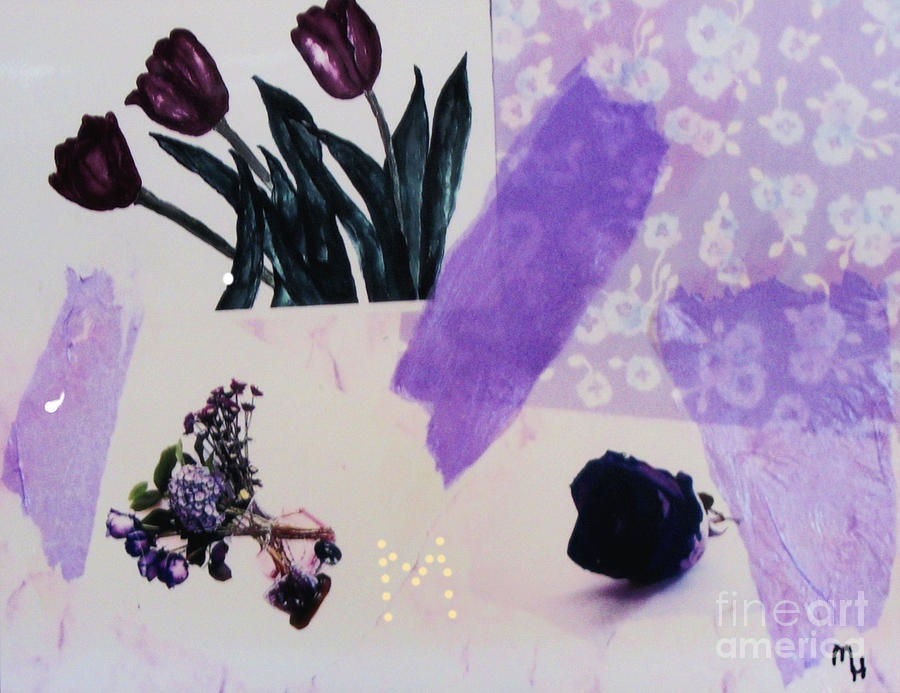 Mixed Media Digital Art - Purple Floral Collage by Marsha Heiken