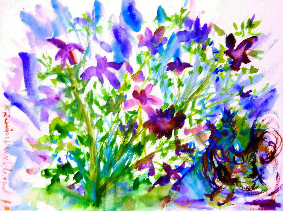 Purple flowers. Painting by Wanvisa Klawklean