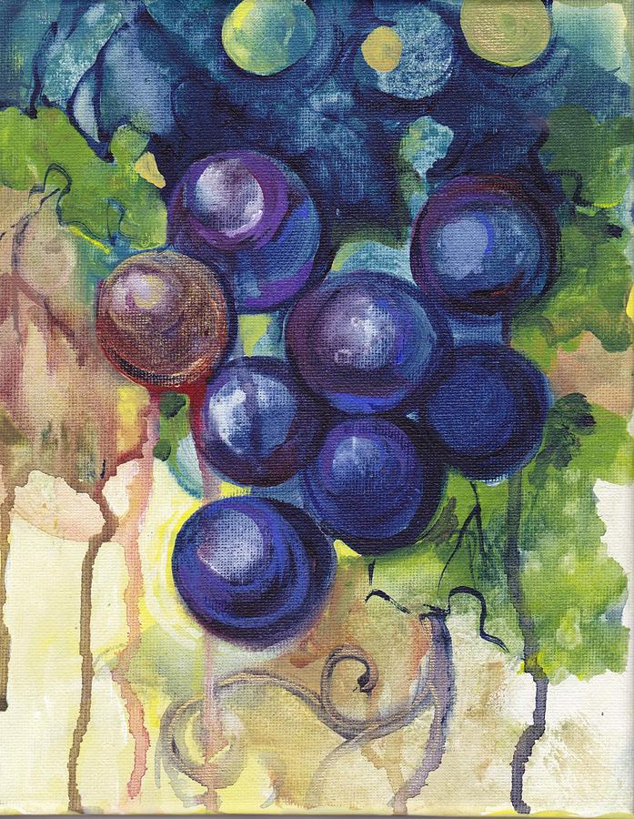Purple Grapes II  Painting by Peggy Wilson