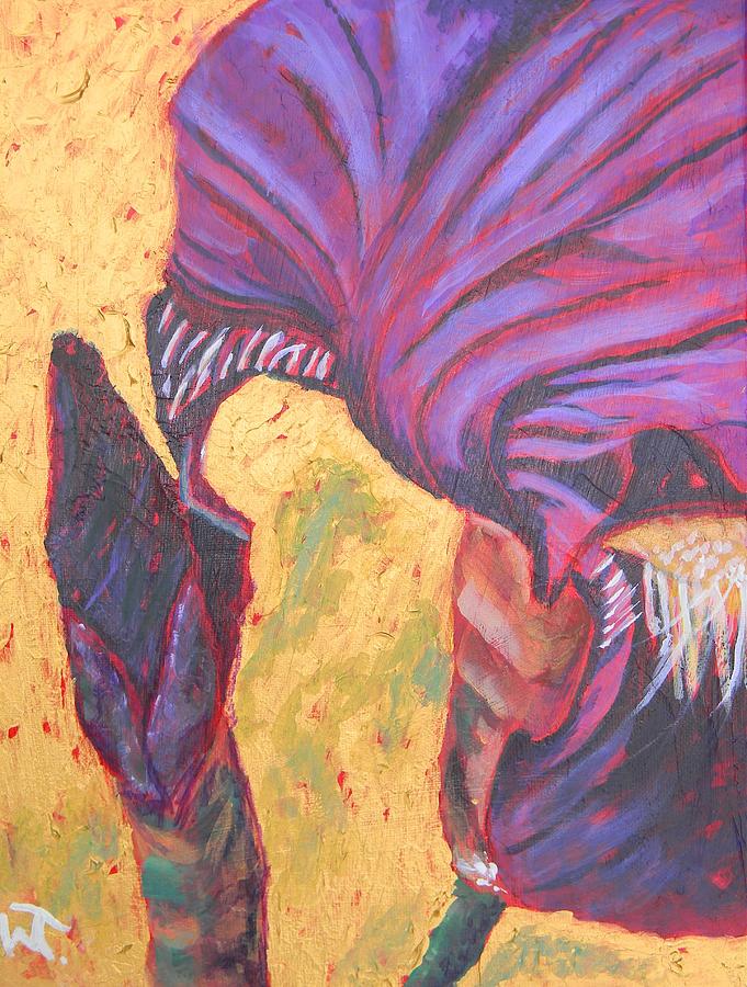 Purple Iris Impression on Gold Painting by Warren Thompson