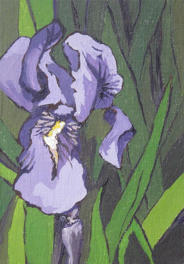 Purple iris Painting by Sandy Tracey