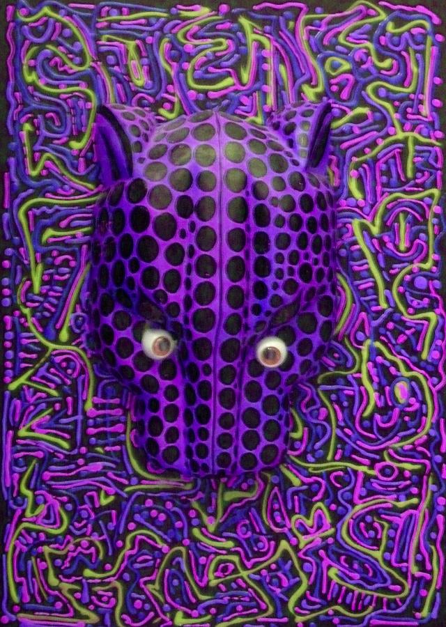 Purple Jaguar Head Mixed Media by Douglas Fromm