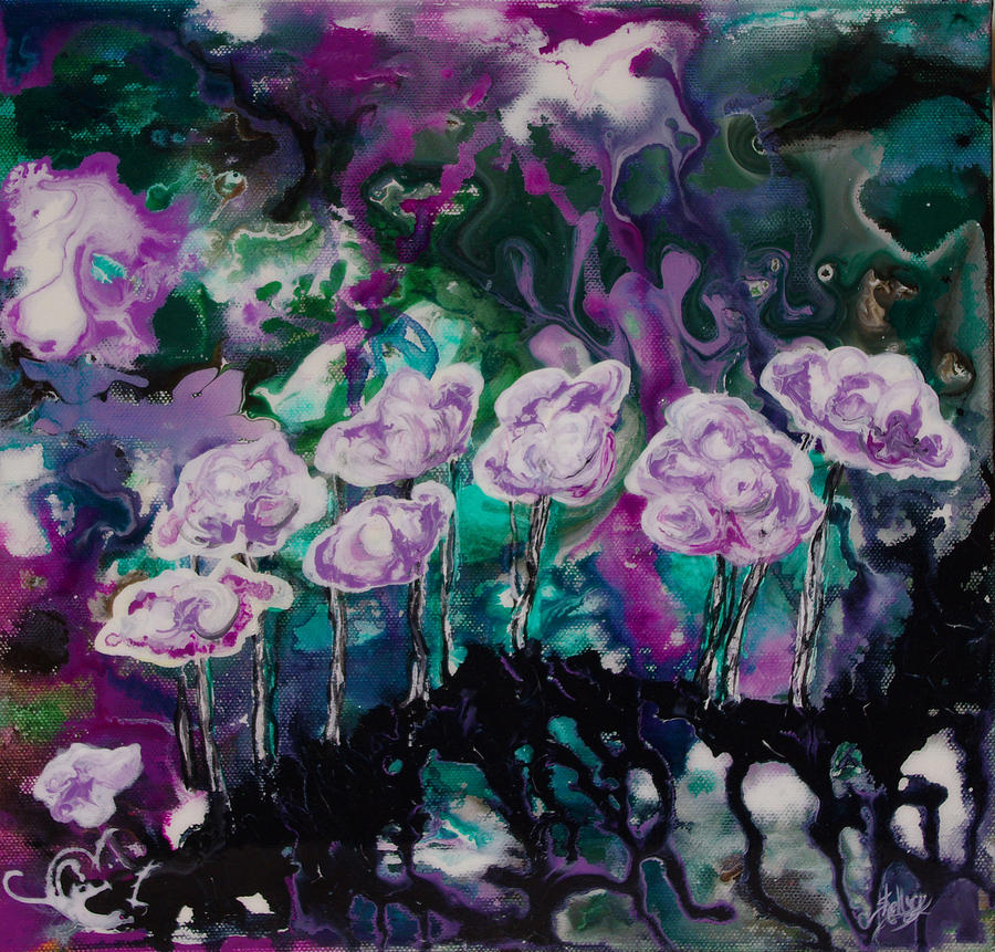 Purple Lava Floral Painting by Shelly Leitheiser