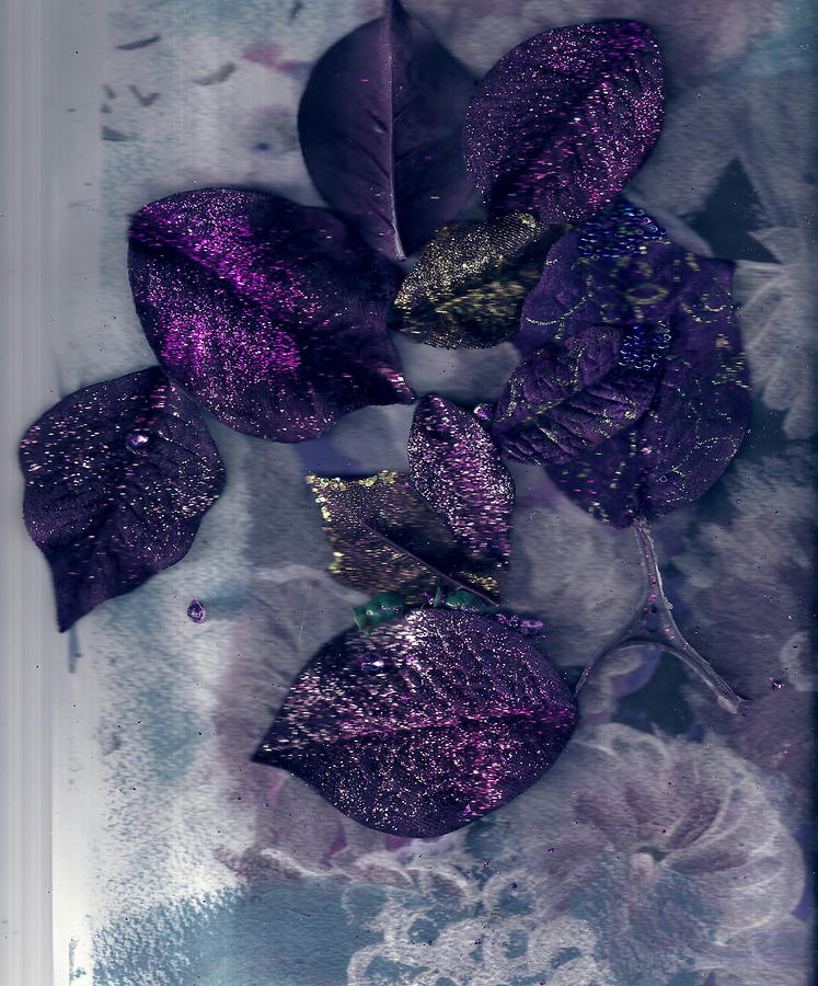 Purple Painting - Purple Leaves All Glittery by Anne-Elizabeth Whiteway