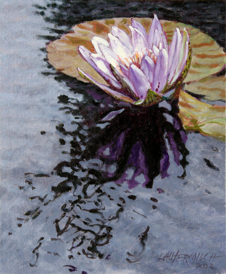 Purple Lily with Ripples Painting by John Lautermilch