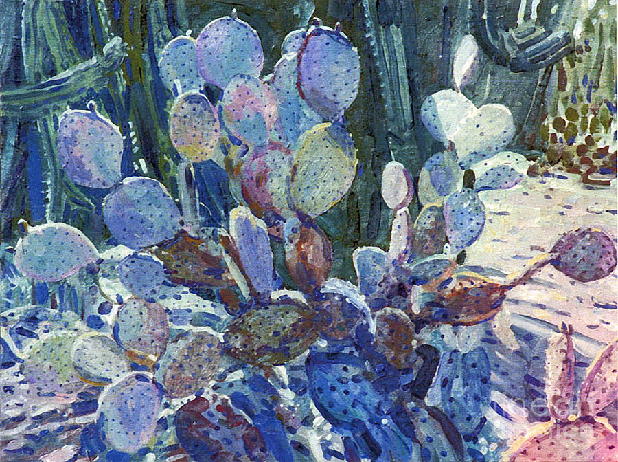 Cactus Painting - Purple Opuntia by Donald Maier