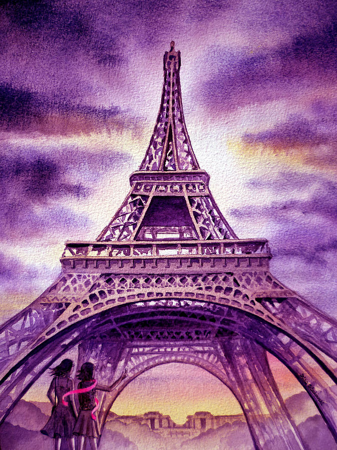 Paris Painting - Purple Paris by Irina Sztukowski