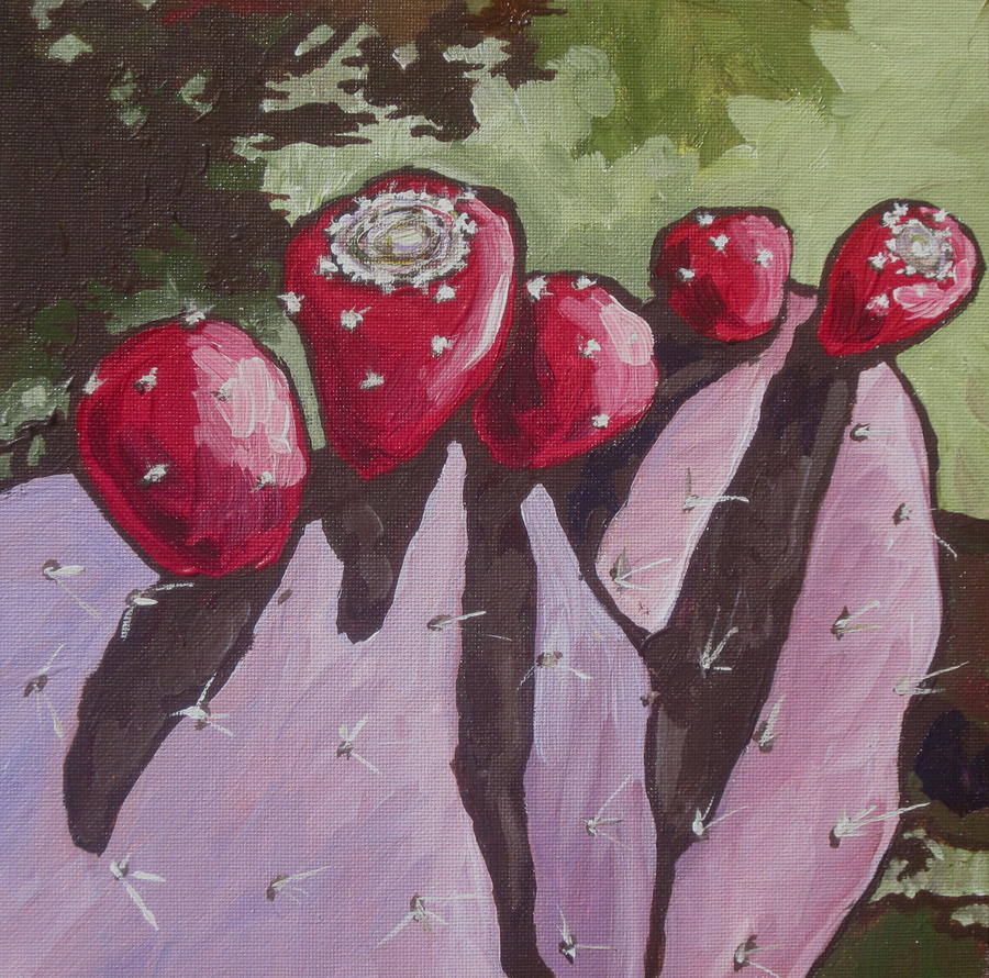 Nature Painting - Purple Prickly Pear 2 by Sandy Tracey