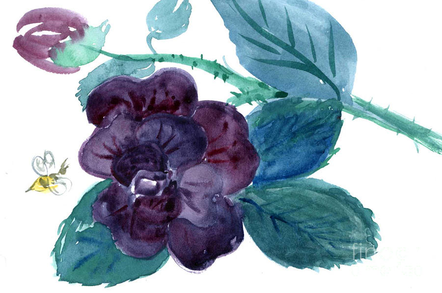 Purple Rose Painting by Ellen Miffitt