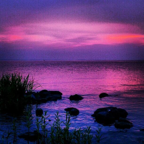 Sunset Photograph - Purple Sky Over Oneida Lake by Dan Piraino
