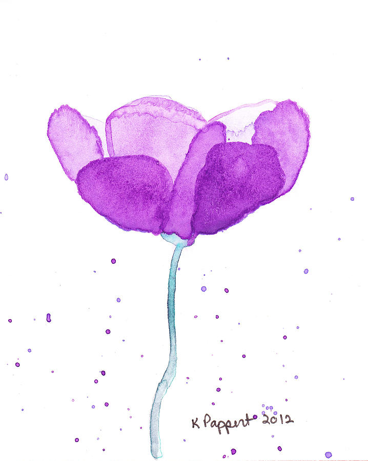Abstract Painting - Purple Watercolor Flower by Karen Pappert