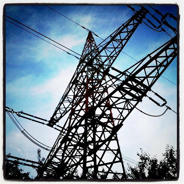 Nature Photograph - #pylon #power #nature #technique #sky by Melanie Stork