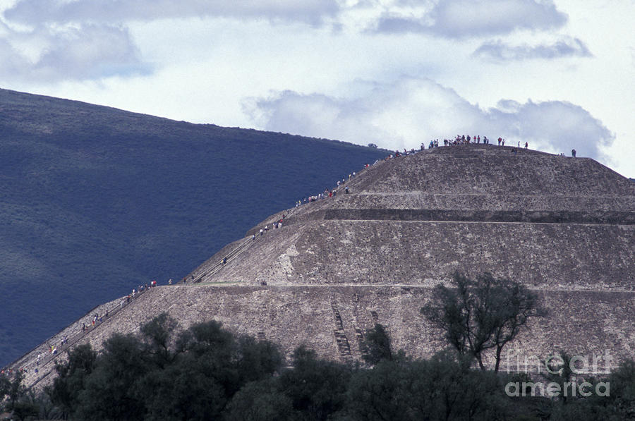 PYRAMID CLIMBERS Teotihuacan Mexico Photograph by John  Mitchell