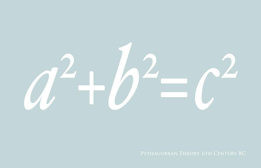 Typography Digital Art - Pythagoras Maths Equation by Michael Tompsett