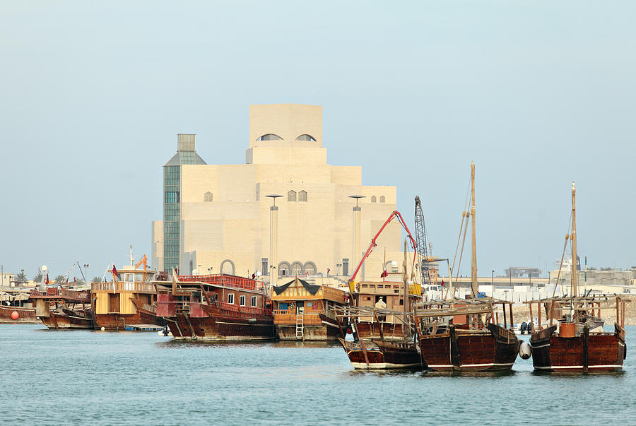 Boat Photograph - Qatari dhows on display by Paul Cowan