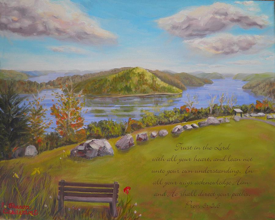 Quabbin Reservoir with verse Painting by Sharon Casavant