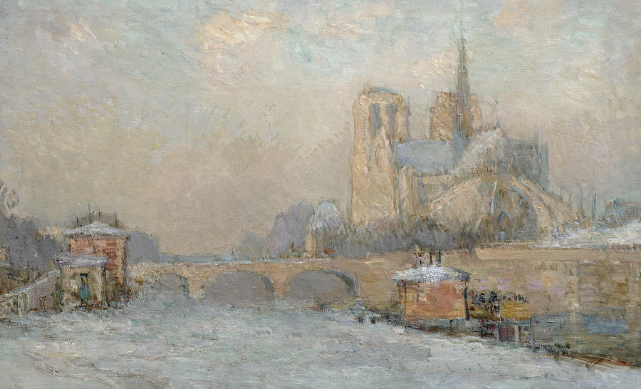 Quai de la Tournelle and Notre-Dame de Paris Painting by Albert-Charles Lebourg 