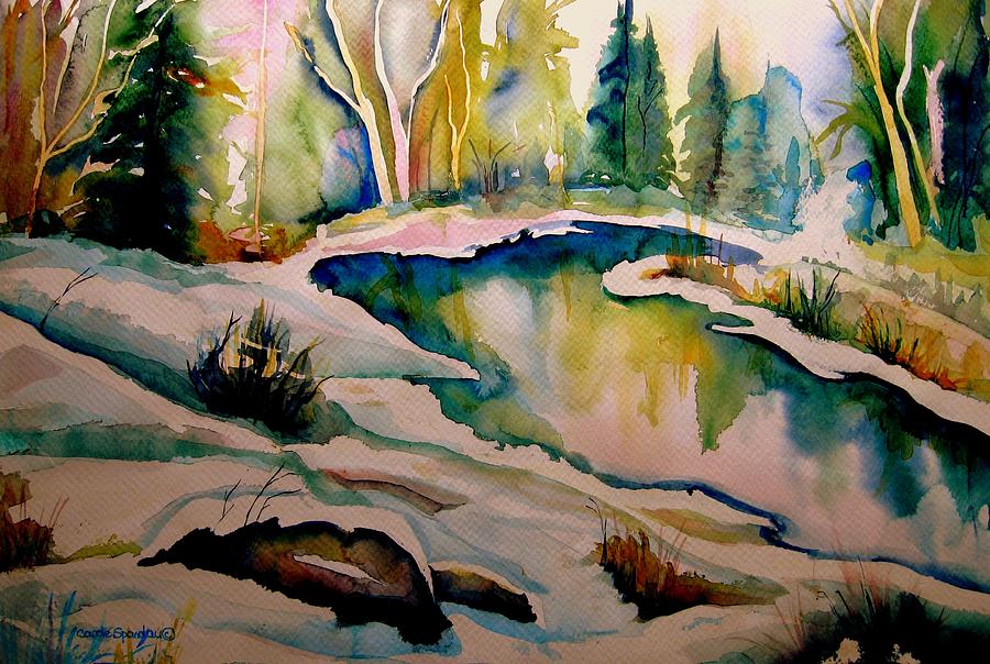 Quebec Winter Landscape Painting by Carole Spandau