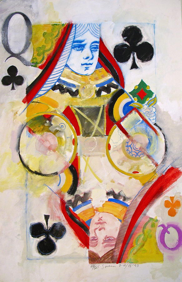Queen of Clubs 28-52  Painting by Cliff Spohn