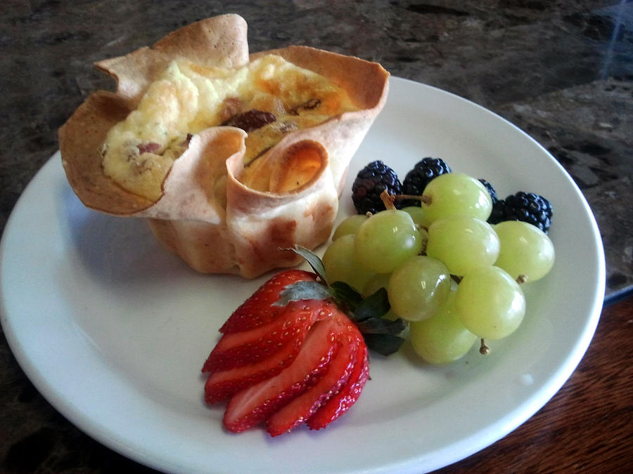 Egg Photograph - Quiche with fruit by Mark Wickline