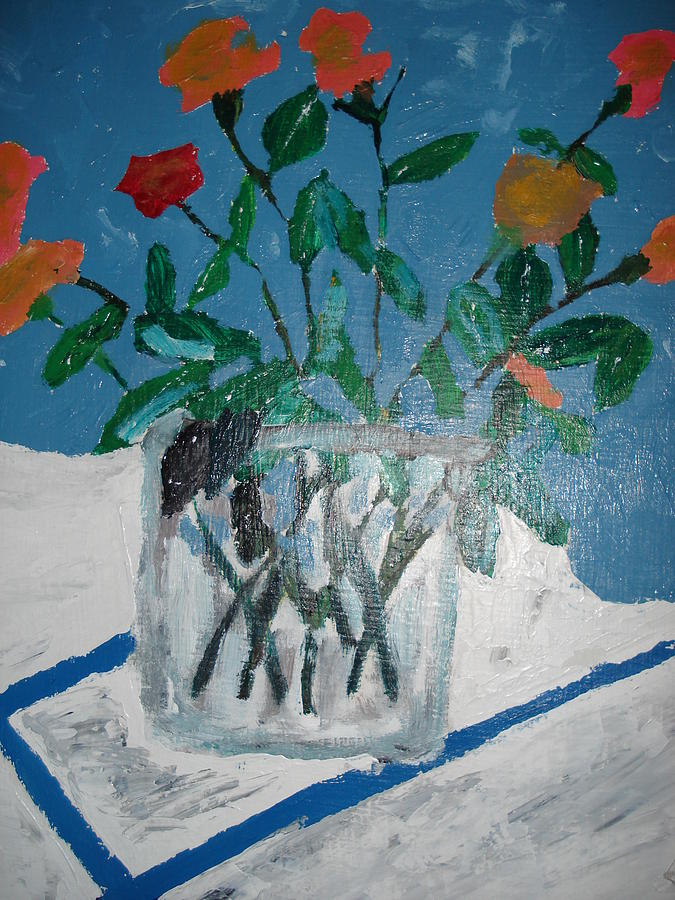 Quick Roses in a Vase Painting by Hannes Dupper