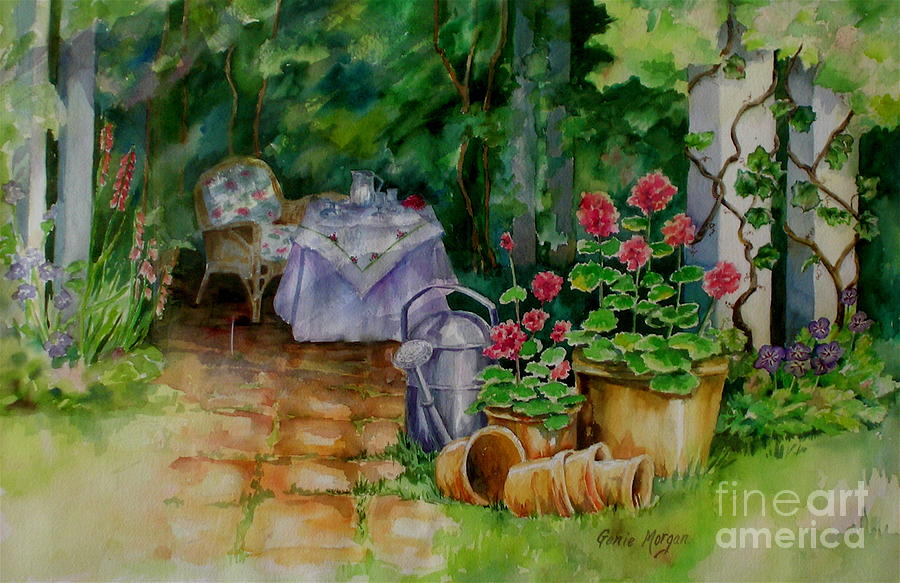 Quiet Garden Painting by Genie Morgan
