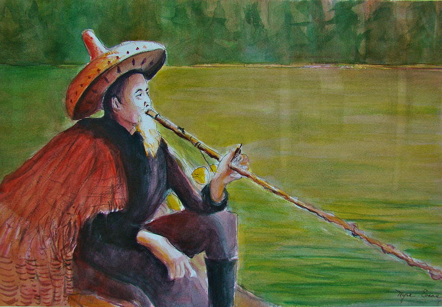 Quillin Fisherman Painting by Myra Evans