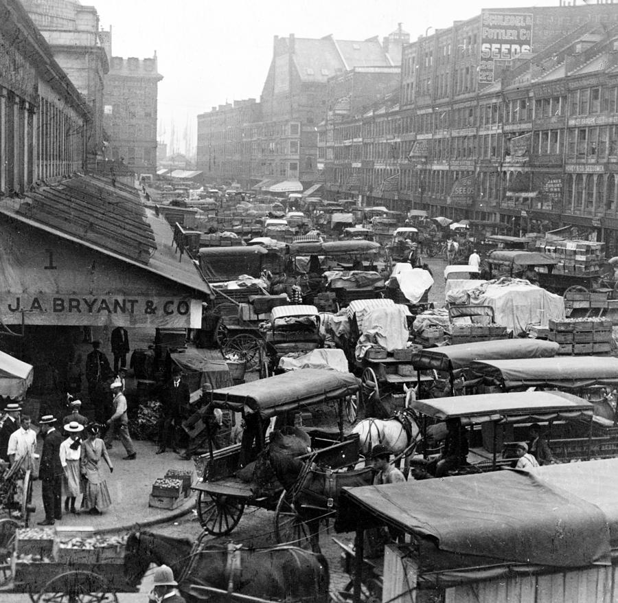 Quincy Market from Faneuil Hall - Boston - c 1906 Photograph by International  Images