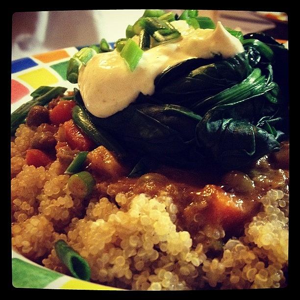 Food Photograph - Quinoa, Navratan Korma, Spinach & by Joshua Plant