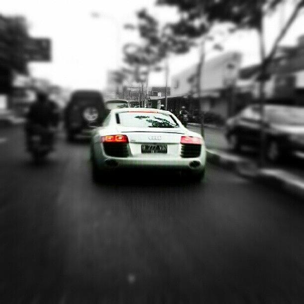 Car Photograph - r8 #car #audi #r8 #street #bw by Bimo Pradityo